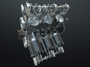 X12 Engine Working Animated 3D Модель