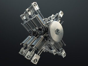 X12 Engine Working Animated 3D Модель