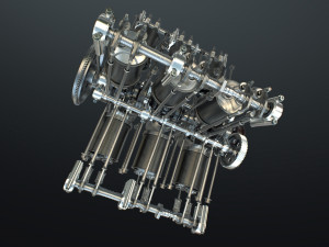 X12 Engine Working Animated 3D Модель