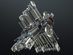 X12 Engine Working Animated 3D Модель