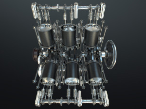 X12 Engine Working Animated 3D Модель