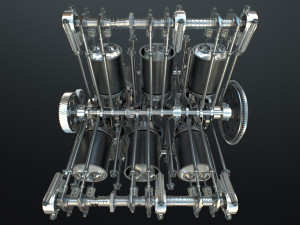 X12 Engine Working Animated 3D Модель