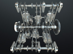 X12 Engine Working Animated 3D Модель