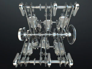 X12-motor werkt geanimeerd 3D Model