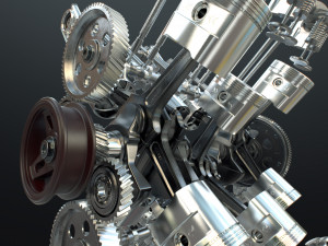 X12 Engine Working Animated 3D Модель