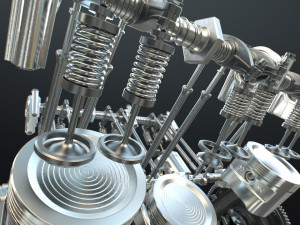 X12 Engine Working Animated 3D Модель