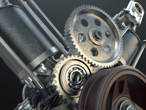 X12 Engine Working Animated 3D Модель