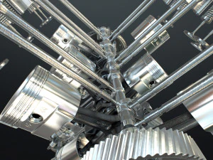 X12-motor werkt geanimeerd 3D Model