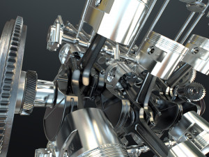 X12 Engine Working Animated 3D Модель