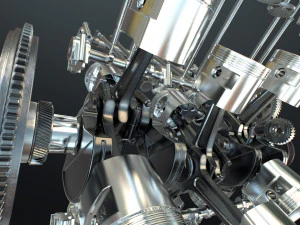 X12-motor werkt geanimeerd 3D Model