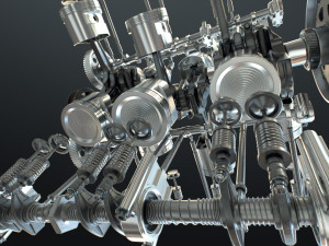 X12 Engine Working Animated 3D Модель