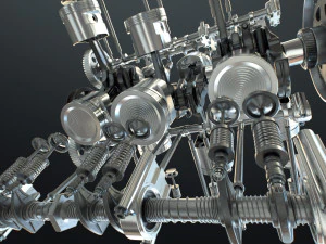 X12-motor werkt geanimeerd 3D Model