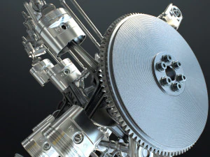 X12-motor werkt geanimeerd 3D Model