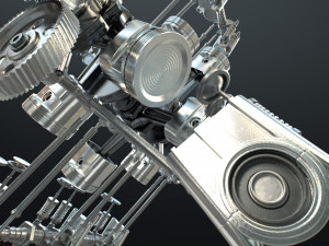 X12 Engine Working Animated 3D Модель