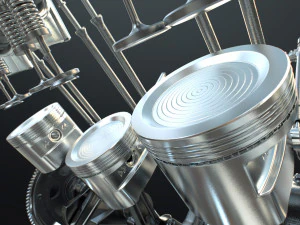 X12-motor werkt geanimeerd 3D Model