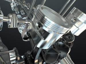 X12 Engine Working Animated 3D Модель