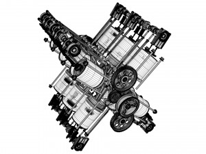 X12 Engine Working Animated 3D Модель
