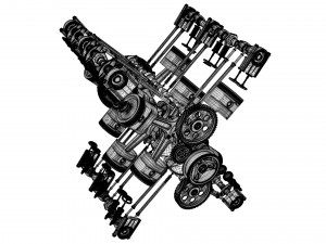 X12 Engine Working Animated 3D Модель