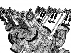 X12 Engine Working Animated 3D Модель