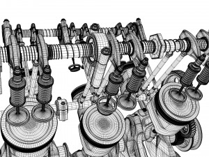 X12 Engine Working Animated 3D Модель