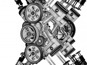 X12 Engine Working Animated 3D Модель