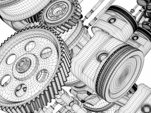 X12 Engine Working Animated 3D Модель