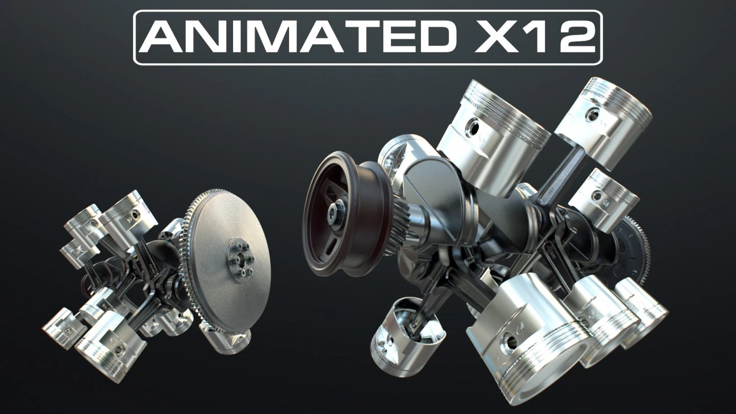 X12 Engine Working Animated 3D Model .c4d .max .obj .3ds .fbx .stl .blend 