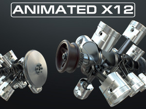 X12 Engine Working Animated 3D Model