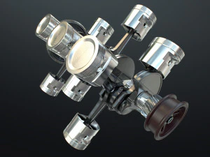 X12 Engine Working Animated 3D Model