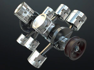X12 Engine Working Animated 3D Model