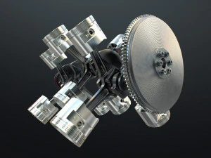 X12 Engine Working Animated 3D Model