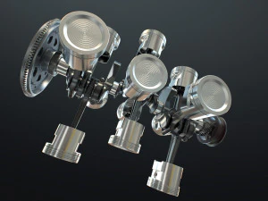 X12 Engine Working Animated 3D Model