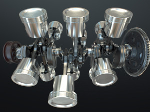 X12 Engine Working Animated 3D मॉडल