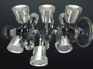 X12 Engine Working Animated 3D Model