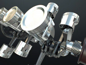 X12 Engine Working Animated 3D Model