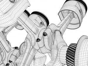 X12 Engine Working Animated 3D मॉडल