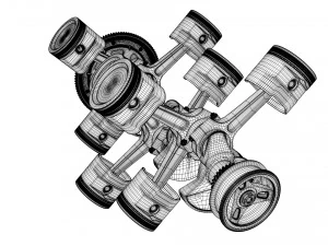 X12 Engine Working Animated 3D Model