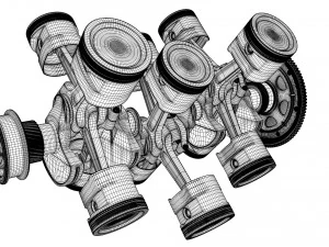 X12 Engine Working Animated 3D Model