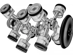 X12 Engine Working Animated 3D Model