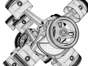 X12 Engine Working Animated 3D Model