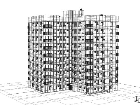 बहुमंजिला इमारत 3D मॉडल