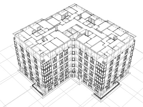 बहुमंजिला इमारत 3D मॉडल