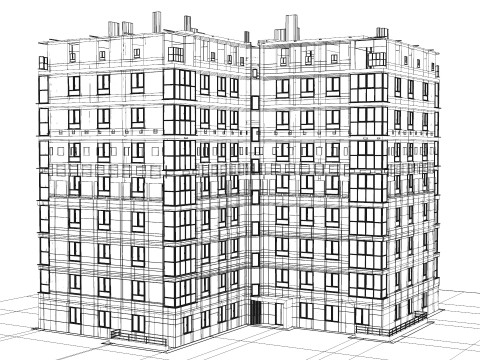 बहुमंजिला इमारत 3D मॉडल