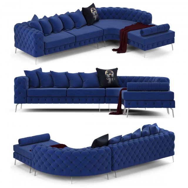 chesterfield corner sofa with steel legs Modelo 3D .c4d .max .obj .3ds .fbx .stl .blend 