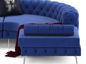 chesterfield corner sofa with steel legs 3D Model