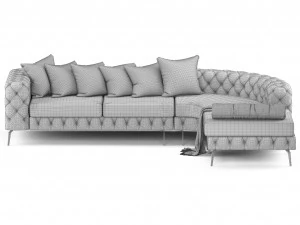 chesterfield corner sofa with steel legs 3D Model