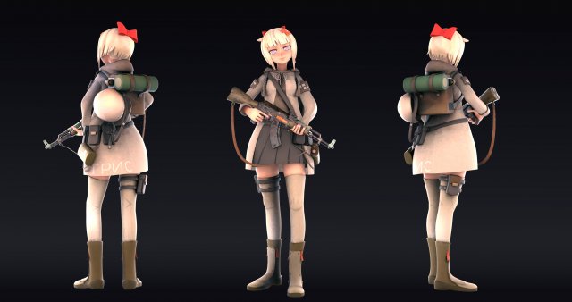 post apocalyptic girl Modèle 3D .c4d .max .obj .3ds .fbx .stl .blend 