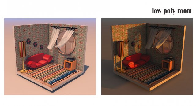 low poly retro room 3D Model .c4d .max .obj .3ds .fbx .stl .blend 