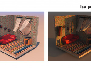 low poly retro room Model 3D