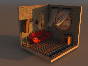 low poly retro room 3D Model